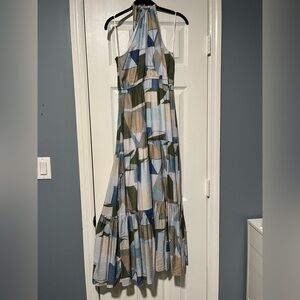 Petal & Pup Blue and Green Geometric Maxi Dress